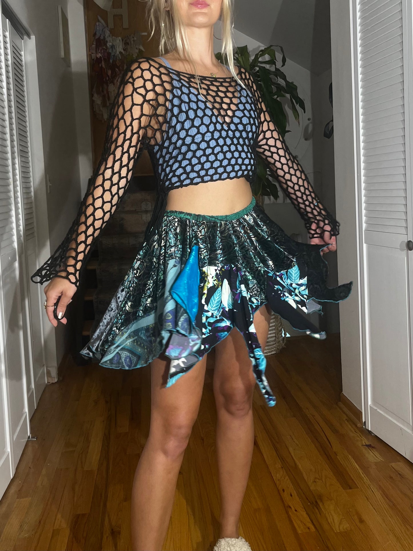 Reclaimed Glazed Rain Mini Skirt