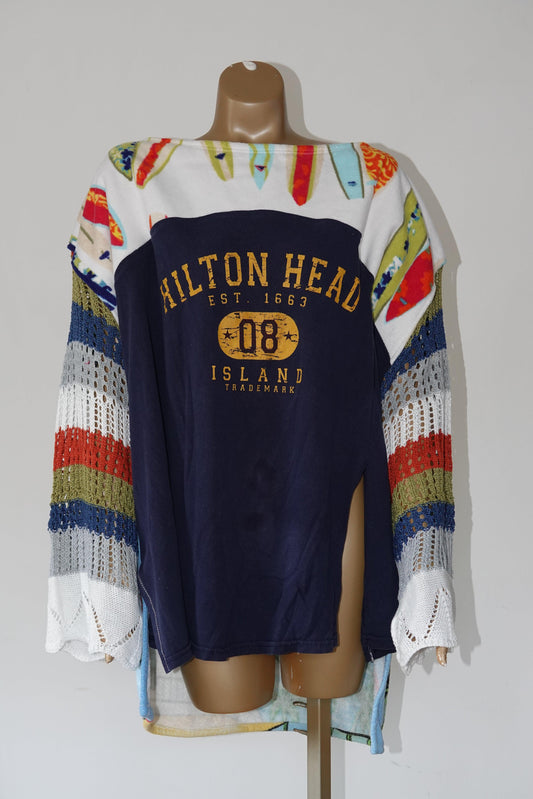 Reclaimed Be My Light House Pullover - Hippie Hued