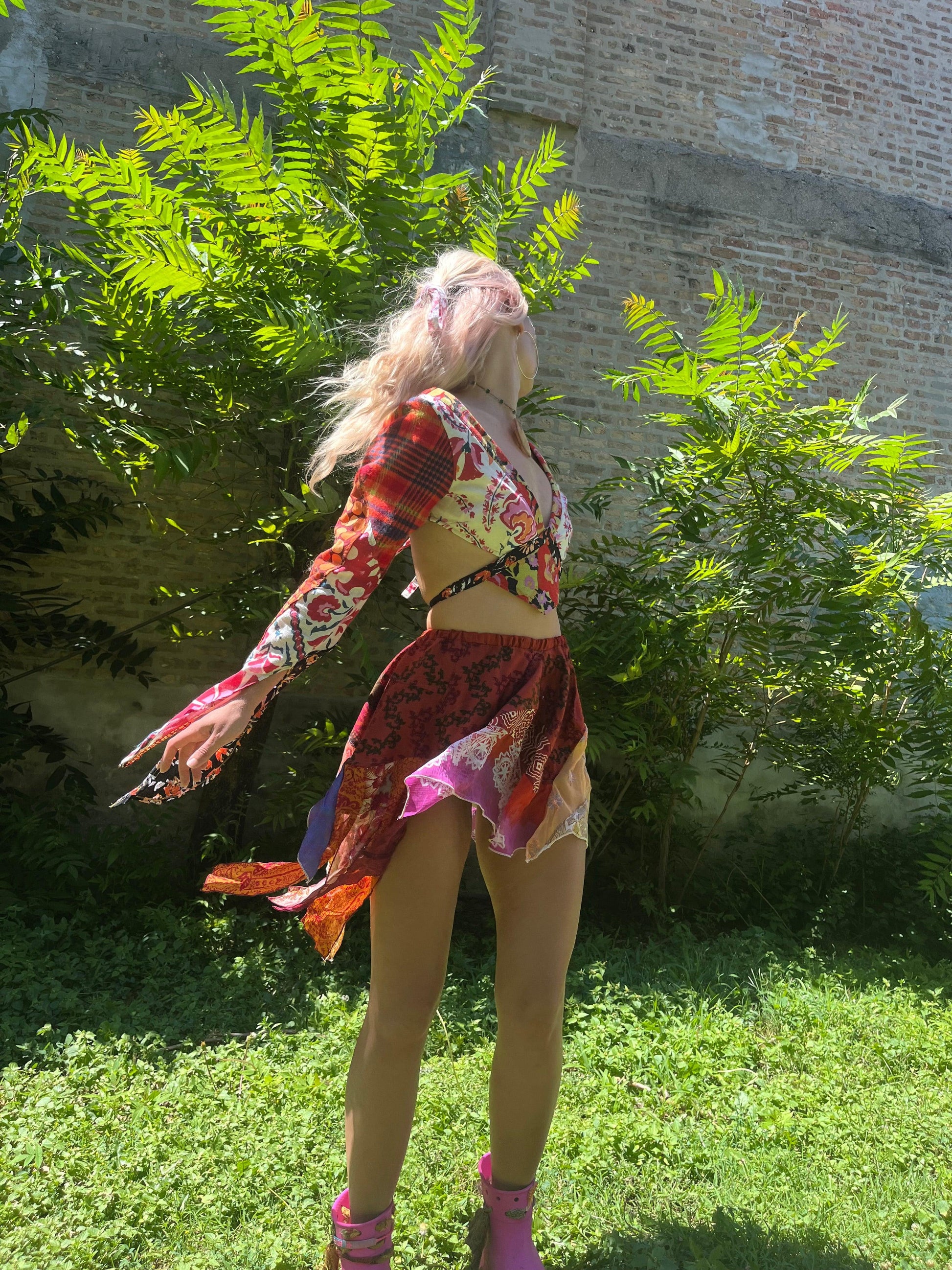 Reclaimed Lovers in a Past Life Mini Skirt - Hippie Hued