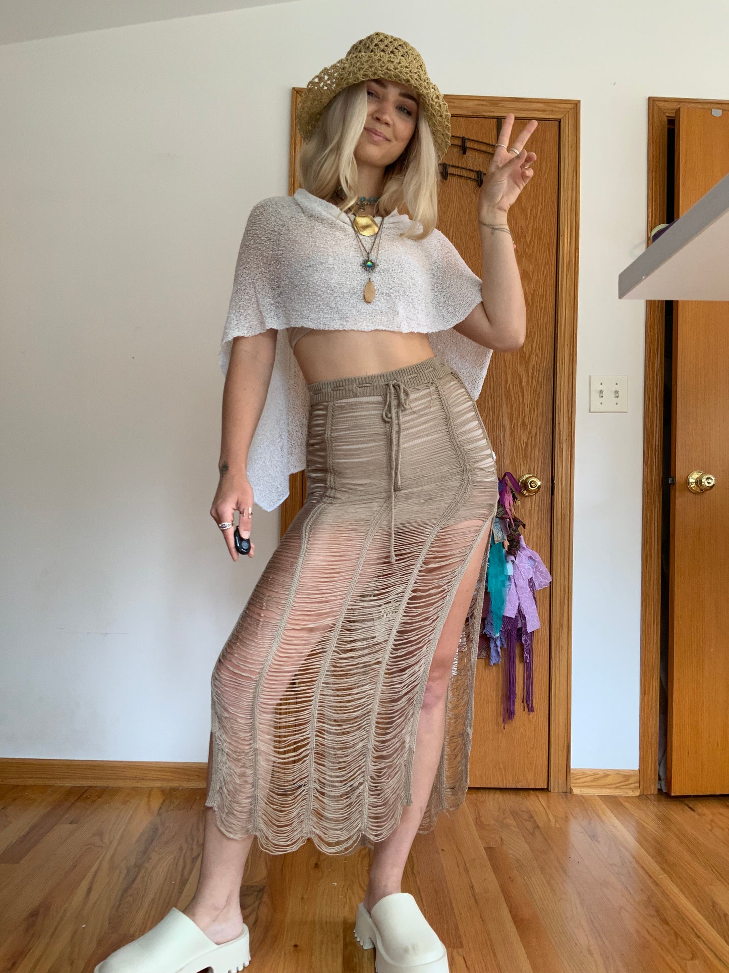 The Jaw Dropper Crochet Skirt - Hippie Hued